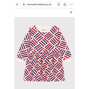 PETIT BATEAU Girls SIZE 8 Red White Blue Stripe Print Dress $65